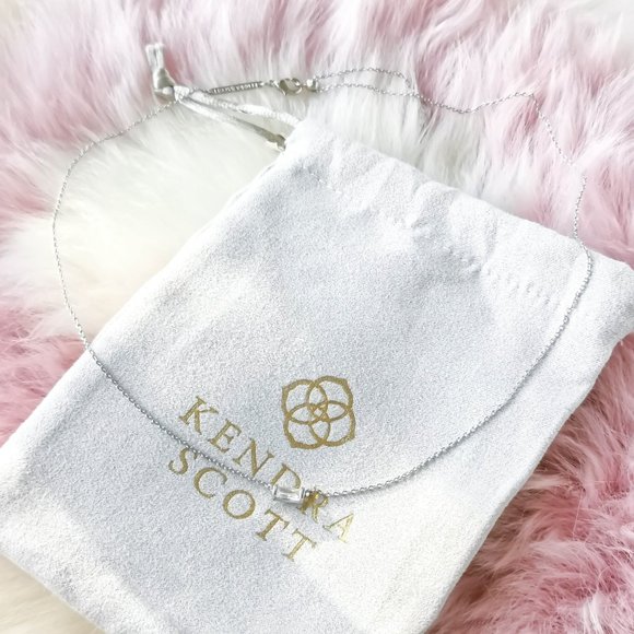 Kendra Scott Silver Juliette White Crystal Pendant Necklace - Picture 2 of 3